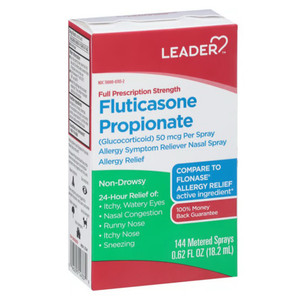 Leader Fluticasone Propionate 50 mcg Nasal Spray for Allergy Relief 0.62Oz (18.2ml)