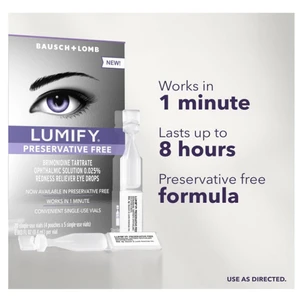 Lumify Preservative Free Eye Drops for Eye Redness Relief 0.013Oz (0.4ml) 20Ea