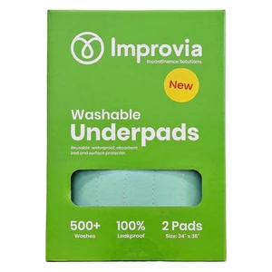 Improvia Washable Underpads for Bed and Surface Protection 2Ea