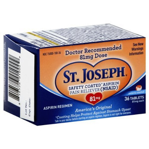 St. Joseph Safety Coated Aspirin Pain Reliever 81Mg Tablets - 36 Ea