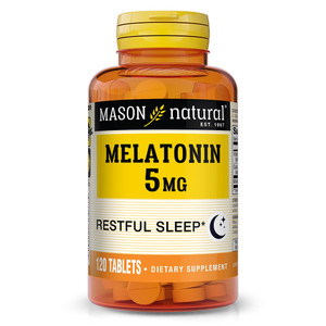 Mason Natural Melatonin 5mg with Vitamin B6 Tablets Supports Healthy Sleep and Rest 120Ea