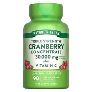 Natures Truth Cranberry Concentrate 30000mg Plus Vitamin C Capsules Support Urinary Tract Health 90Ea