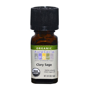 Aura Cacia Aromatherapy 100% Organic Essential Oil Clary Sage, 0.25 Oz