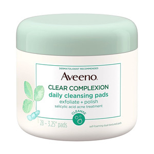 Aveeno Clear Complexion Daily Cleansing Pads for Gently Exfoliating and Clarifying Skin 28Ea