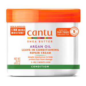 Cantu Argan Oil Leave In Conditioner Repair Cream for Moisturizing Strengthening and Repairing Natural Hair 16Oz (453g)