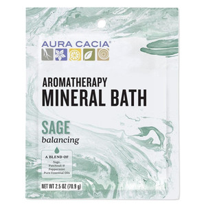 Aura Cacia Aromatherapy Mineral Bath Balancing Sage Harmonizing and Restorative Soak 2.5Oz (70.9g)