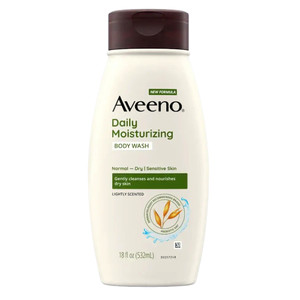 Aveeno Daily Moisturizing Body Wash for Gently Cleansing and Nourishing Normal to Dry Sensitive Skin 18Oz (532ml)