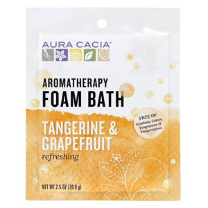 Aura Cacia Aromatherapy Foam Bath Tangerine and Grapefruit Uplifting and Energizing Formula 2.5Oz (70.9g)