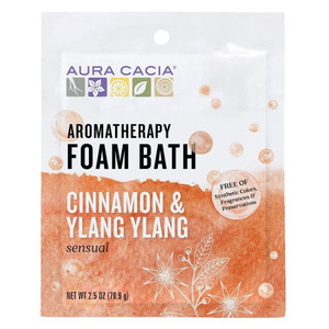 Aura Cacia Aromatherapy Foam Bath Cinnamon and Ylang Ylang Warming and Comforting Formula 2.5Oz (70.9g)