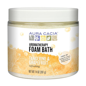 Aura Cacia Aromatherapy Foam Bath Refreshing and Awakening Tangerine and Grapefruit Energizing Soak 14Oz (397g)