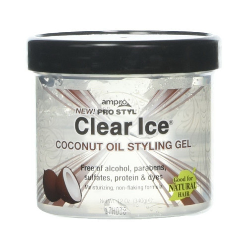 Ampro Pro Styl Clear Ice Coconut Oil Hair Styling Gel Alcohol and Parabens Free 12Oz (341g)
