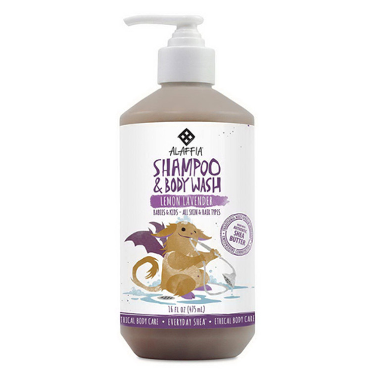 Alaffia Shampoo And Body Wash For Babies And Kids Lemon Lavender, 16 Oz