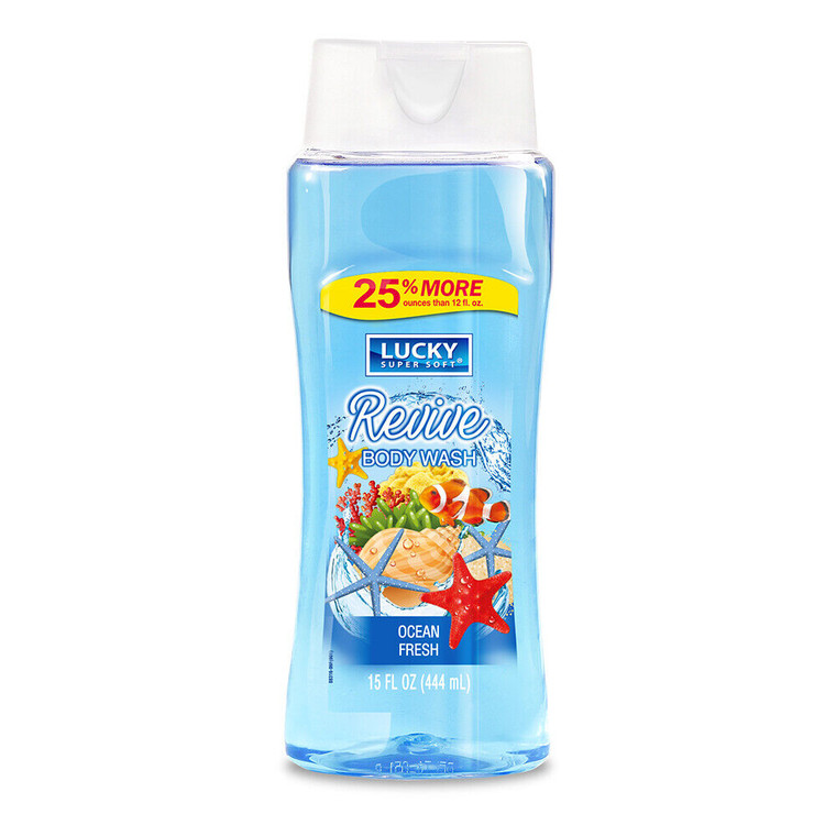 Lucky Super Soft Body Wash, Ocean Fresh, 15 Oz