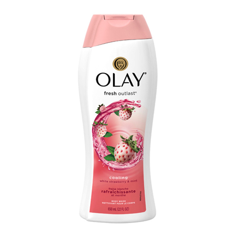 Olay Fresh Outlast Cooling White Strawberry and Mint Body Wash, 22 Oz