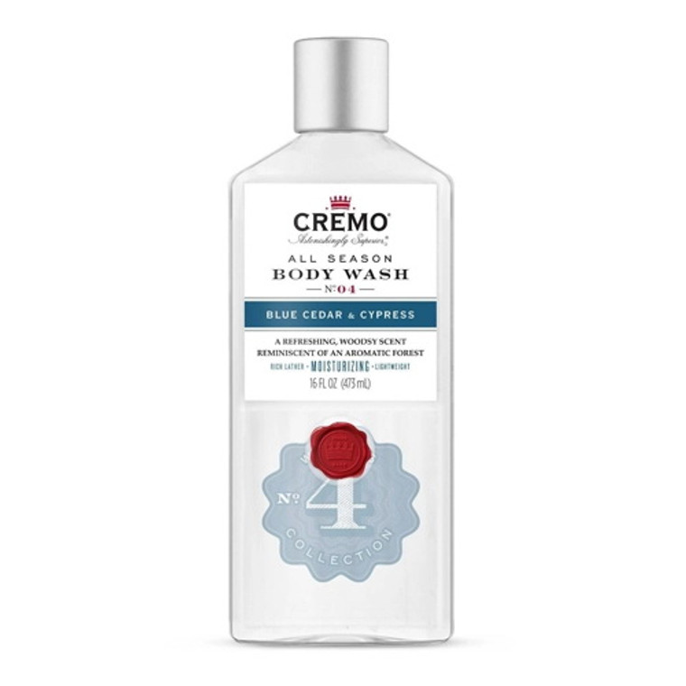 Cremo Blue Cedar and Cypress All Season Body Wash, 16 Oz