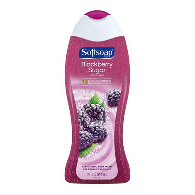 Softsoap Exfoliating Body Wash Blackberry Sugar Scrub, 20 Oz