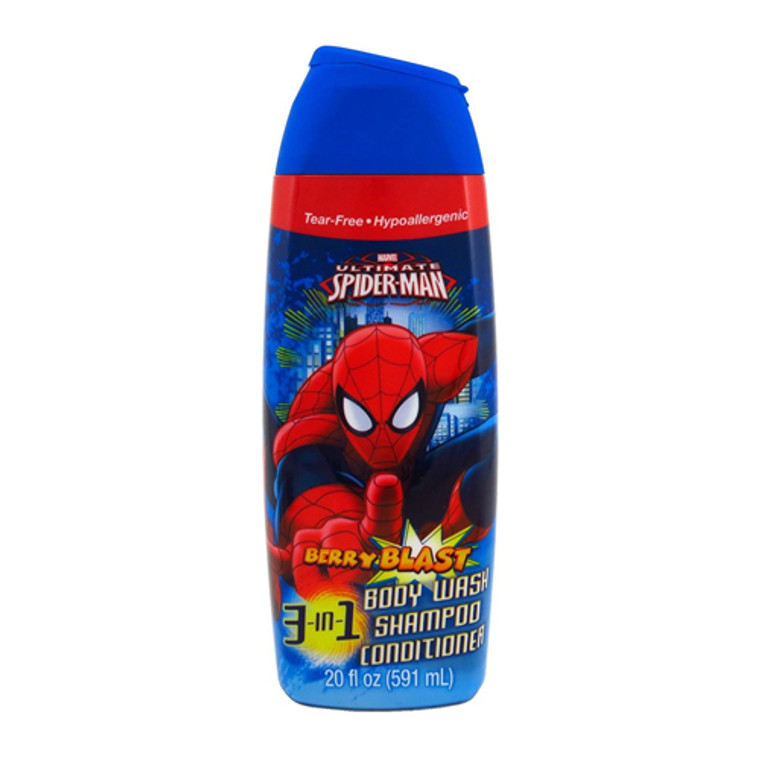 Marvel Ultimate Spiderman Berry Blast 3 in 1 Body Wash, Shampoo and Conditioner, 20 Oz