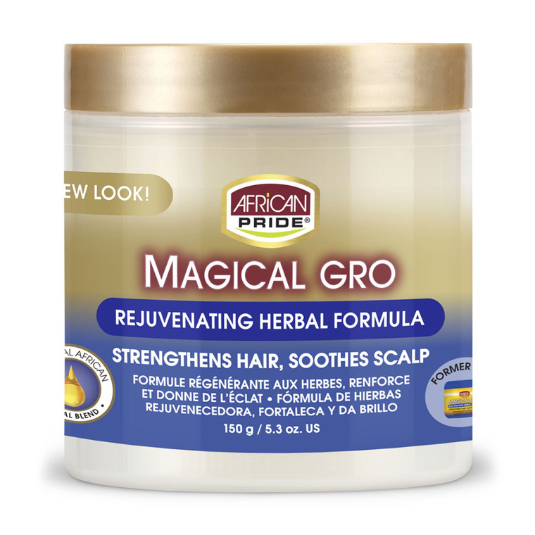 African Pride Magical Gro Rejuvenating Herbal Formula for Soothing Scalp and Strengthening Hair 5.3Oz (150g)
