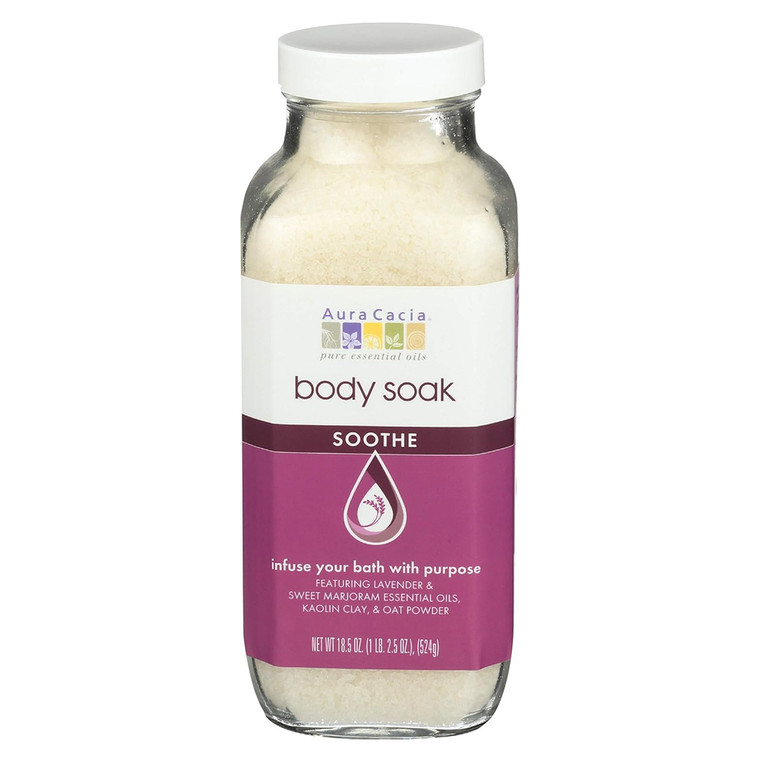 Aura Cacia Body Soak Soothe Infused Aromatherapy Bath for Comfort and Relaxation 18.5Oz (524g)