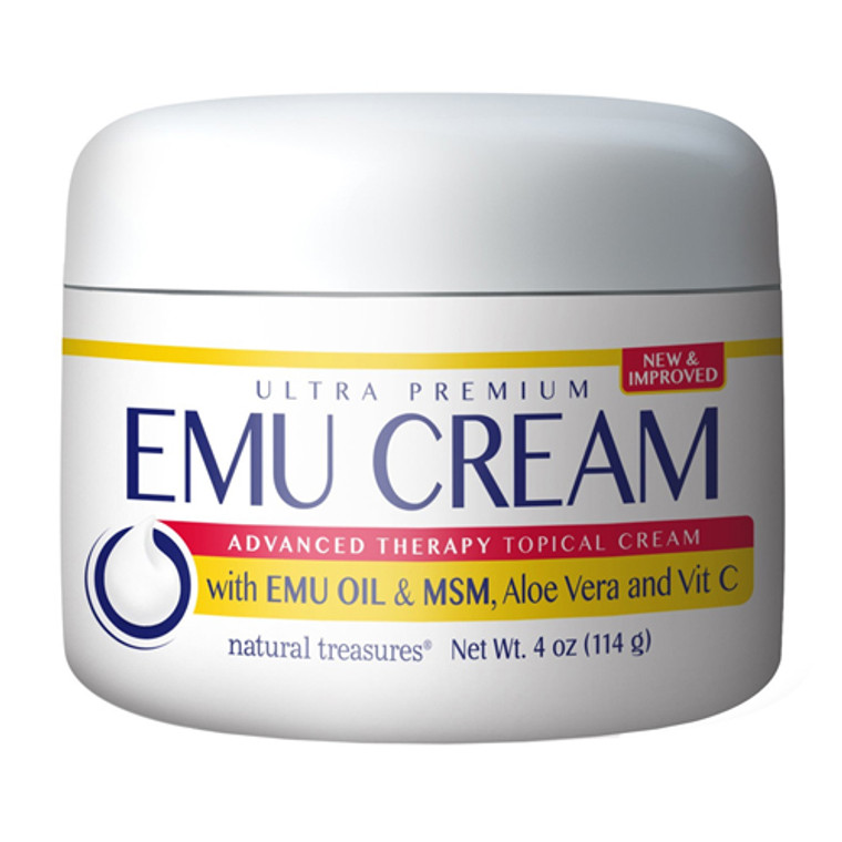 Natural Treasures BNG, Emu Cream with Emu Oil and MSM, Aloe Vera and Vitamin C, 4 Oz