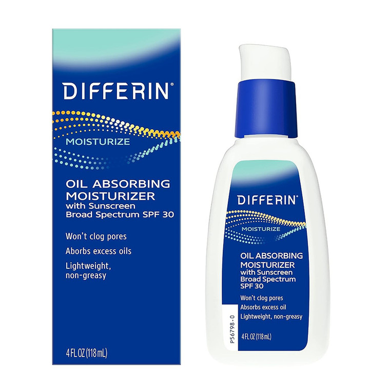 Differin Oil Absorbing Moisturizer with Sunscreen Mattifying Hydrating 4Oz (118ml)