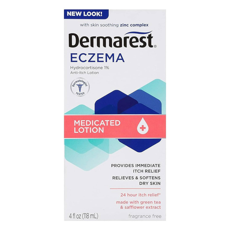 Dermarest Eczema Medicated lotion for 24 Hour Itch Relief Provides Immediate Itch Relief Relieves and Softens Dry Skin 4Oz (118ml)