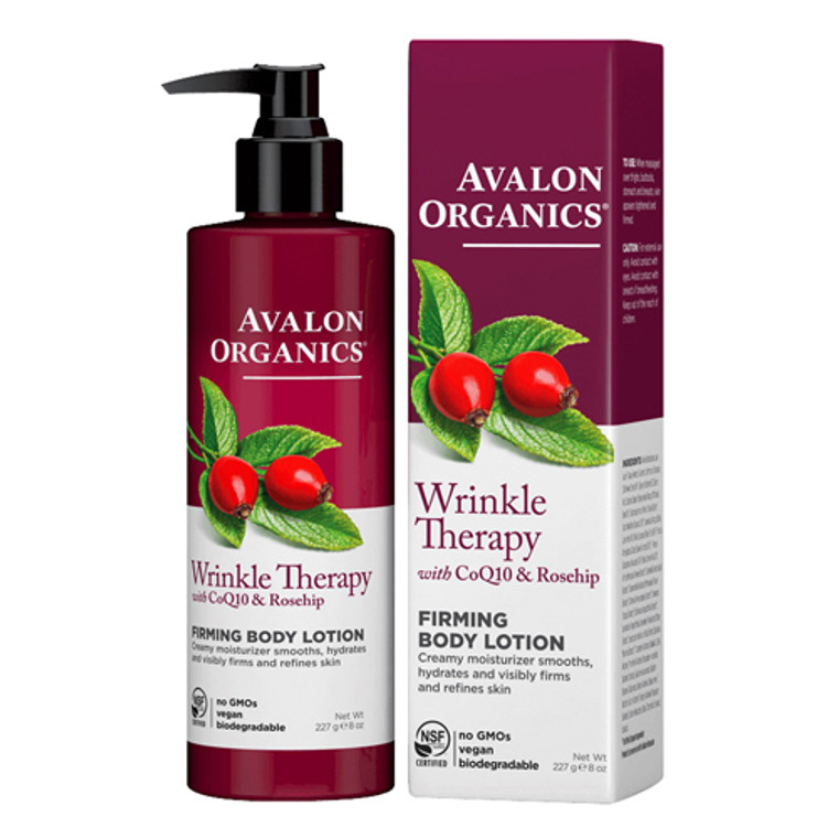 Avalon Organics Wrinkle Therapy with CoQ10 and Rosehip Firming Body Lotion, 8 oz