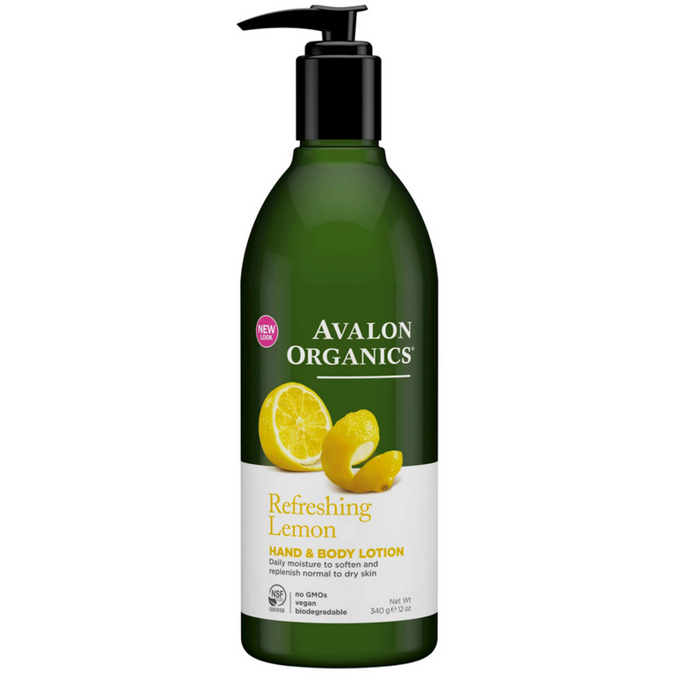 Avalon Organics Hand and Body Lotion Refreshing Lemon for Energized Soft and Hydrated Skin 12Oz (340g)