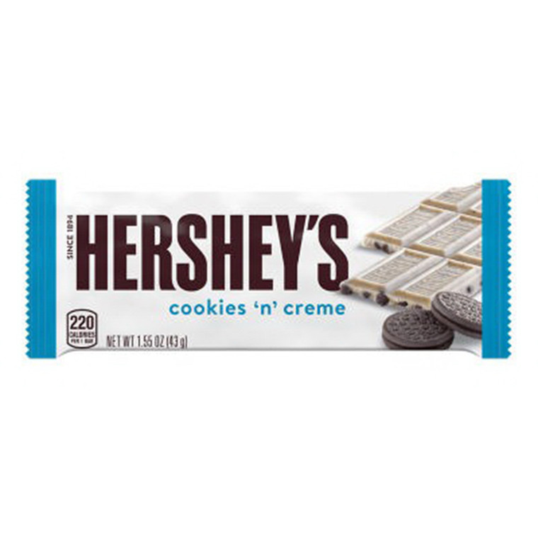 Hersheys Cookies N Creme Bars White Creme and Cookie Pieces Snack 1.55Oz (43g) 36Ea