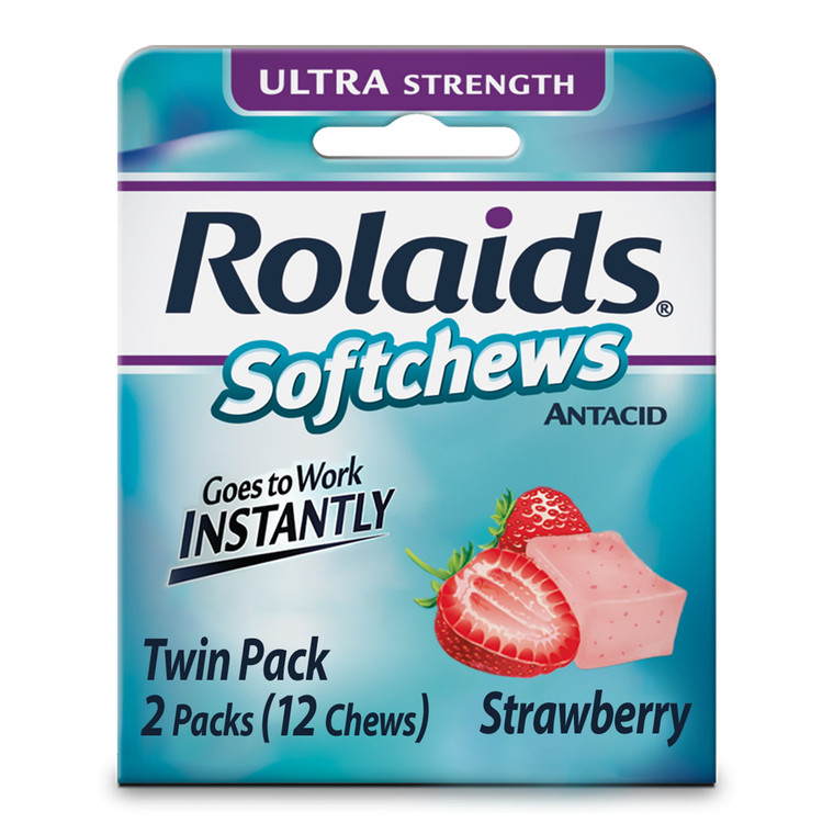 Rolaids Ultra Strength Antacid Softchews Twinpack, Strawberry, 12 Ea