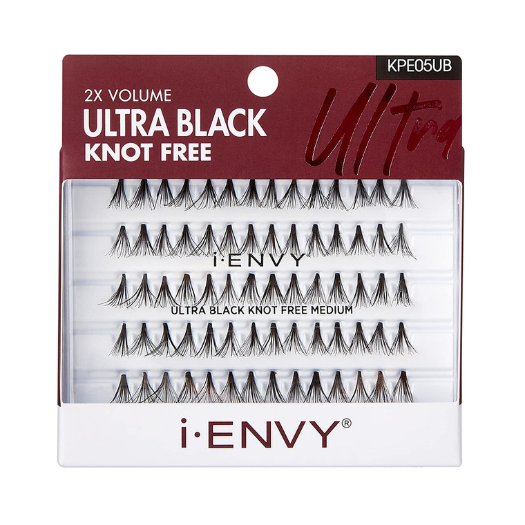 Kiss I Envy Knot Free Medium Lashes, Ultra Black, 70 Ea