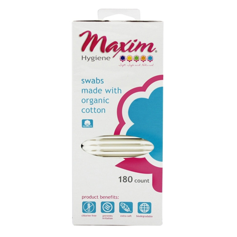 Maxim Organic Cotton Swabs - 180 Ea