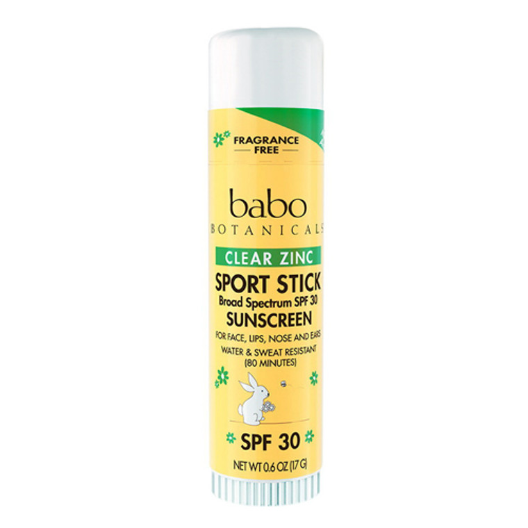 Babo Botanicals Clear Zinc Sport Stick Sunscreen SPF 30, Fragrance Free, 0.6 oz
