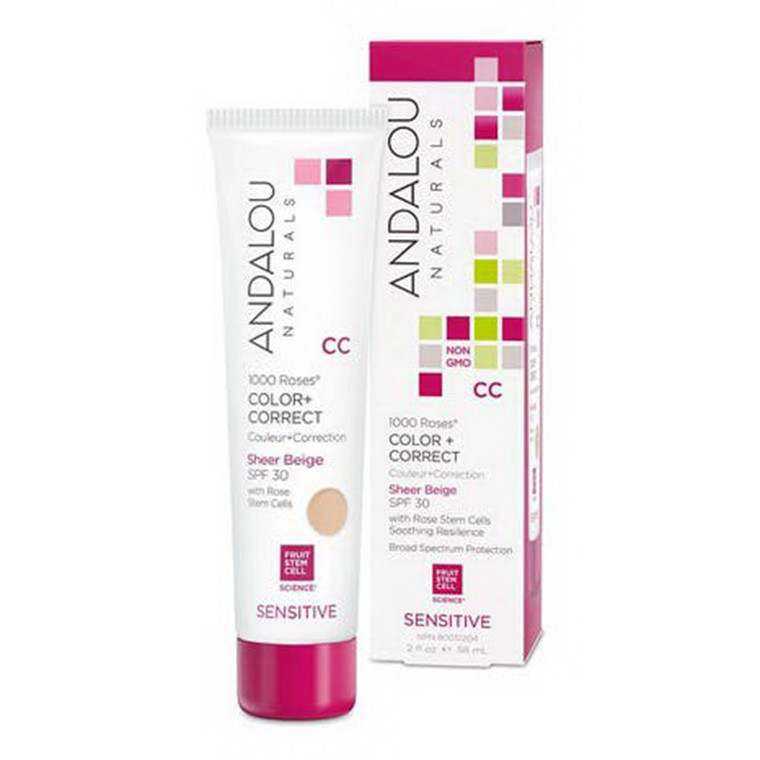 Andalou Naturals 1000 Roses Color Plus Correct Sheer Nude SPF 30, 2 Oz