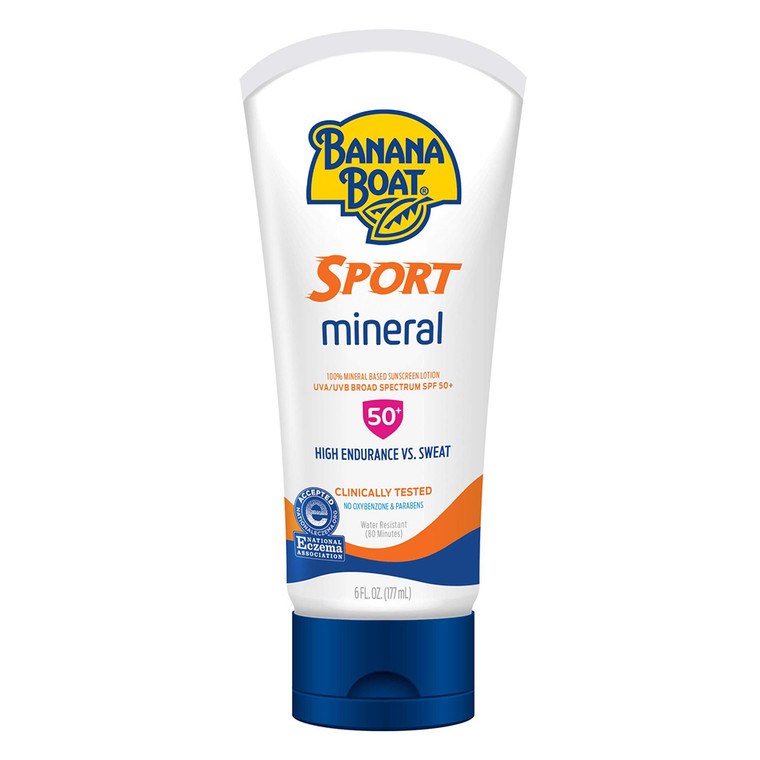 Banana Boat Mineral Enriched SPF 50 Plus Sport Sunscreen Lotion Broad Spectrum 6Oz (177ml)