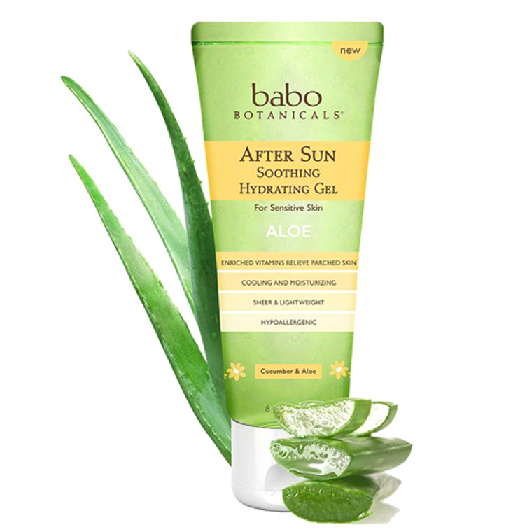 Babo Botanicals After Sun Soothing Hydrating Aloe Gel For Sensitive Skin, 8 Oz