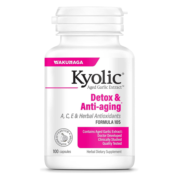 Kyolic Aged Garlic Extract Formula 105 Detox and Anti Aging Capsules 100Ea