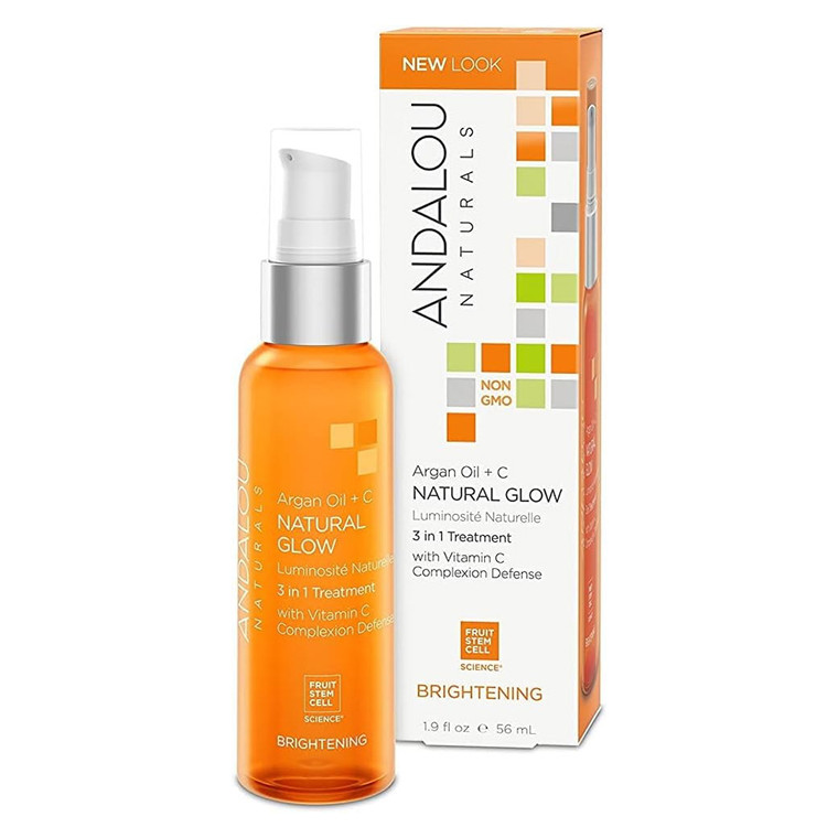 Andalou Naturals Argan Oil Plus Omega Natural Glow 3in1 Treatment with Vitamin C Brightening 1.9Oz (56ml)