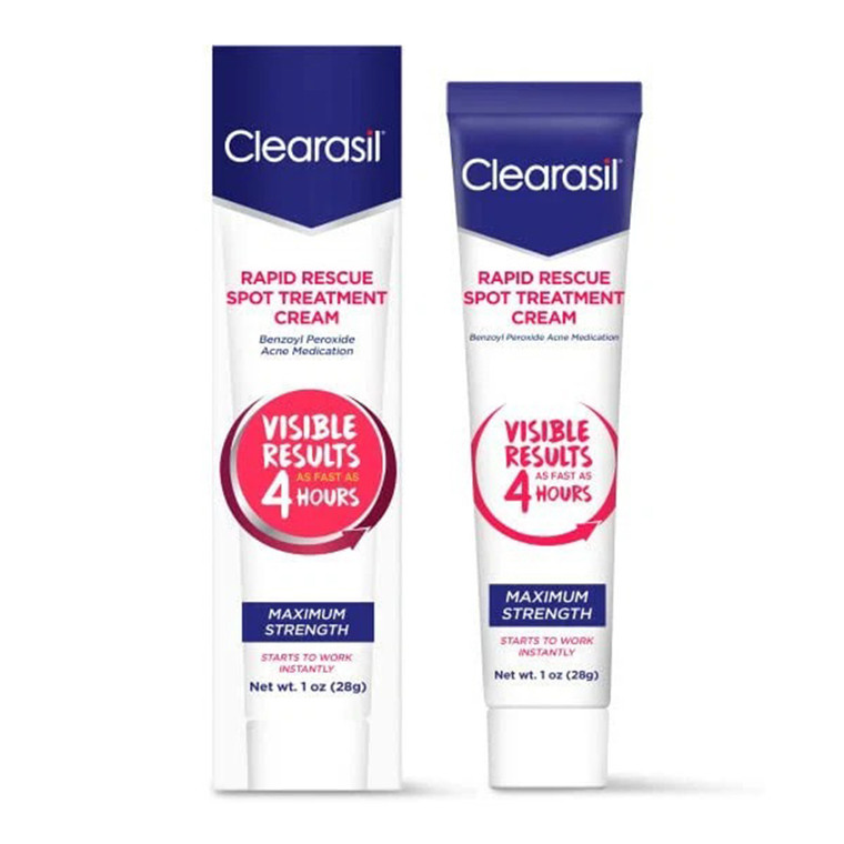 Clearasil Rapid Rescue Spot Treatment Cream Fast Acting Acne Relief Formula 1Oz (28g)