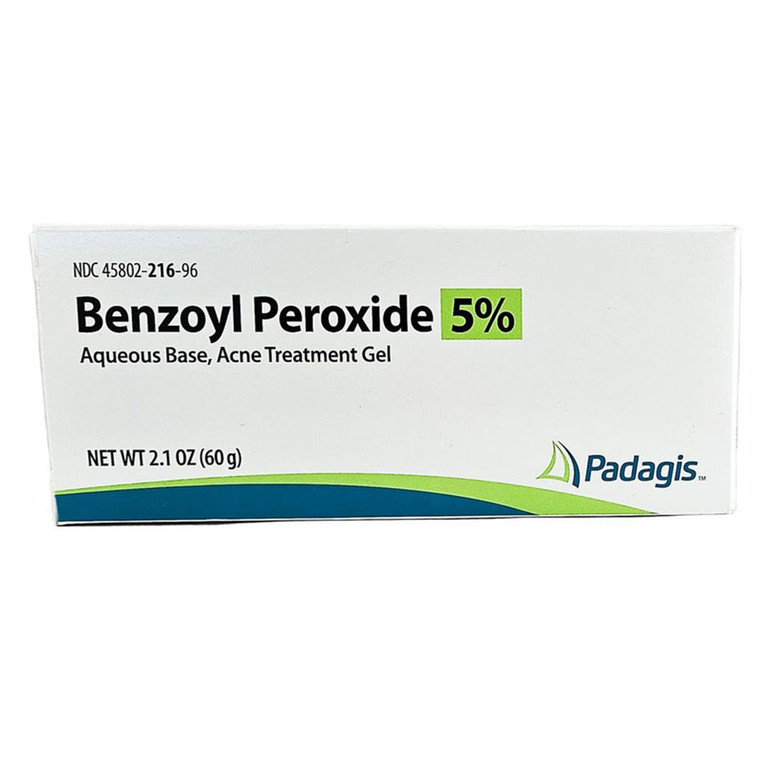 Padagis Benzoyl Peroxide 5 Percent Acne Treatment Gel Tube 2.1Oz (60g)
