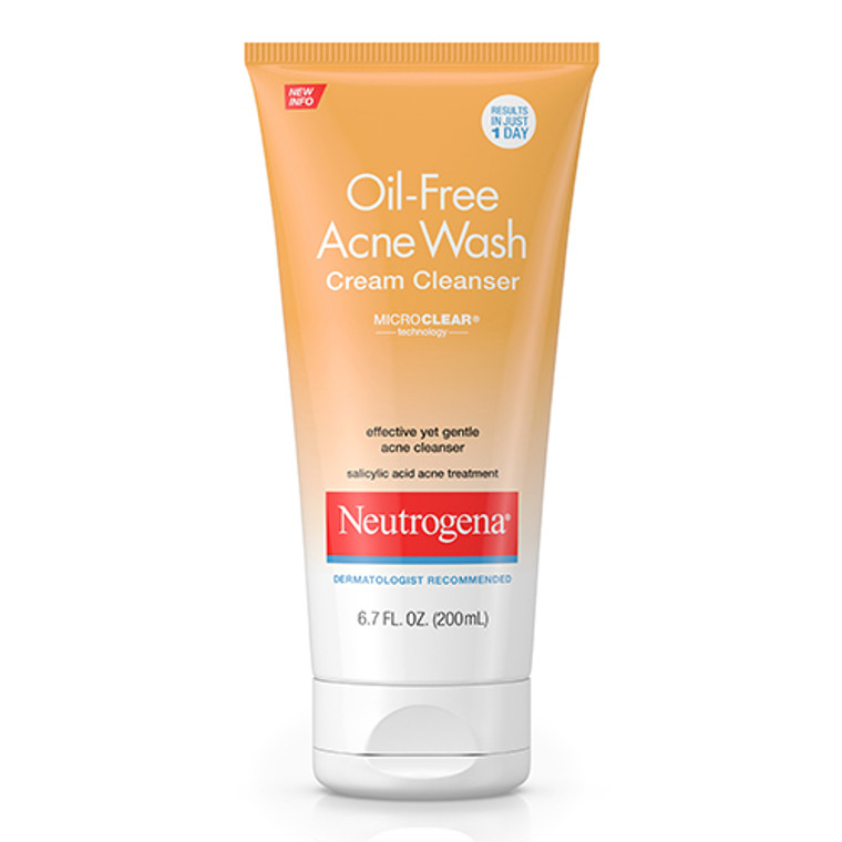 Neutrogena Oil Free Acne Wash Cream Cleanser, 6.70 Oz