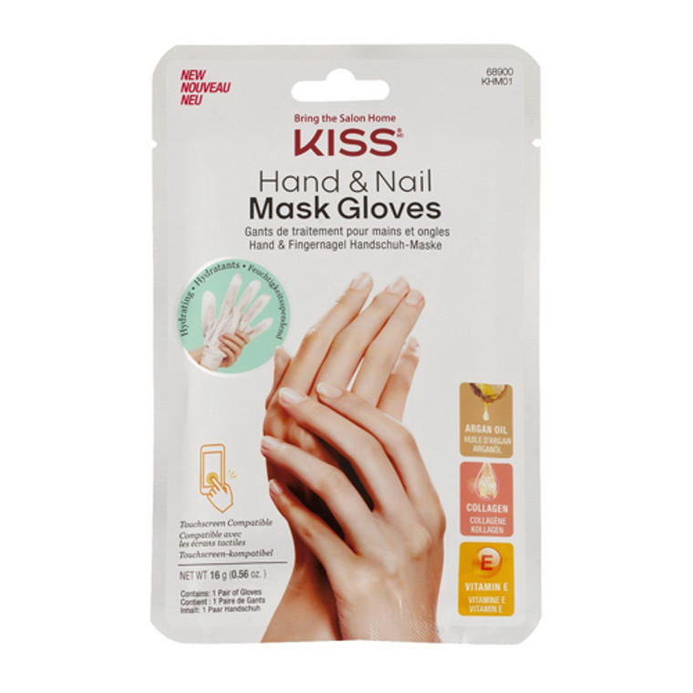 KISS Products Inc Hand & Nail Argan Oil Hydrating Mask Gloves, 1 Pair
