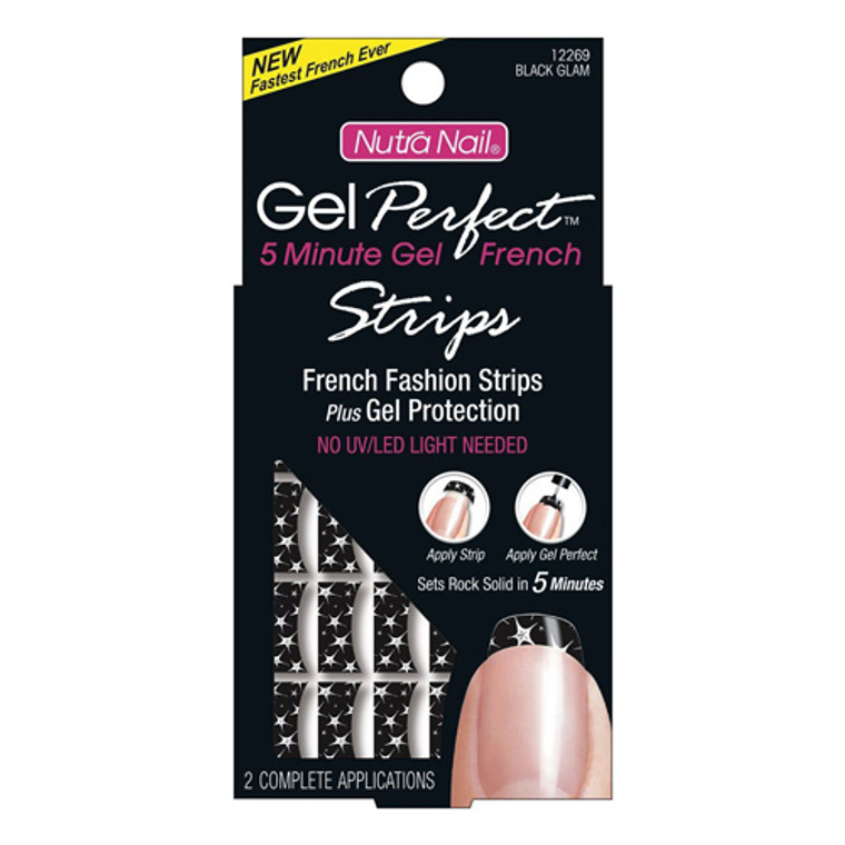 Nutra Nail French Fashion Strips, Black Glam 12269, 2 Ea