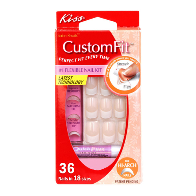 Kiss Custom Fit French Nail Kit For Flat Nails, Made To Order - 1 Ea