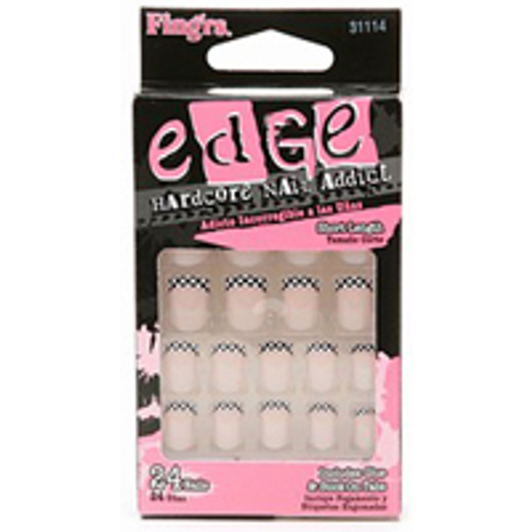 Fingrs Edge Hardcore Nail Addict Short Length, Black And White - 1 Ea