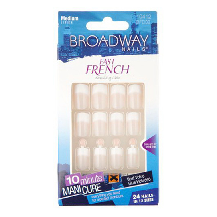 Kiss Broadway Nails Fast French Most Natural Deceptions Glue-On Kit - 1 Set