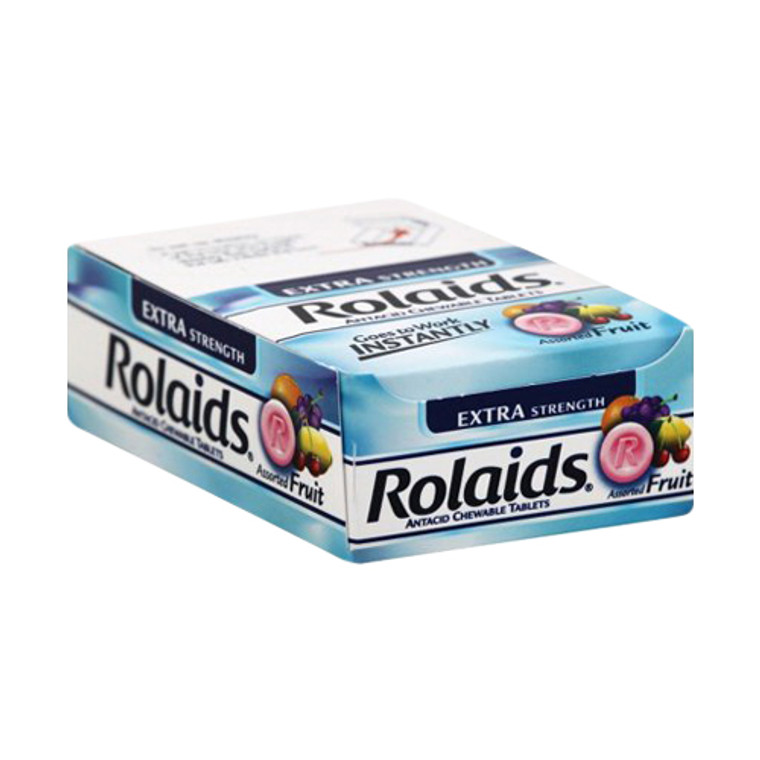 Extra Strength Rolaids Antacid Chewable Tablets, Assorted Fruit, 10 Ea, 12 Pack