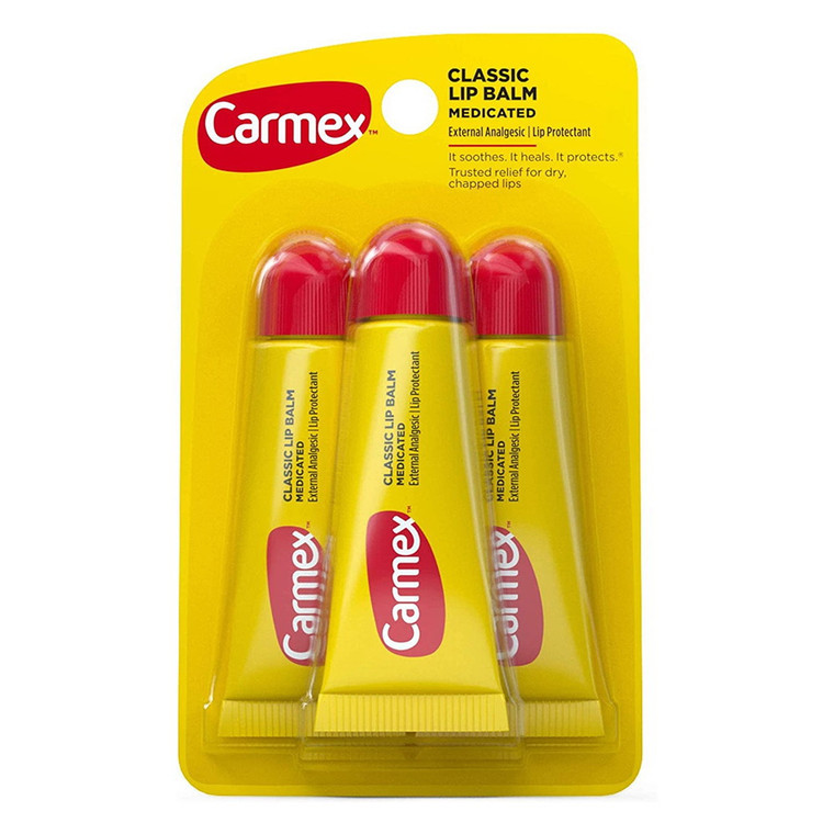 Carmex Classic Medicated Lip Balm Tubes, 3 Ea