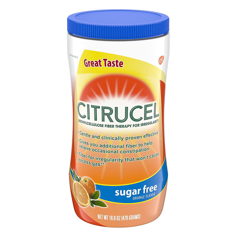 Citrucel Methylcellulose Fiber Therapy for Irregularity Laxative Powder Sugar Free Orange Flavor 16.9Oz (479g)
