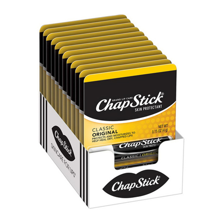 ChapStick Classic Skin Protectant Lip Balm Tube, 0.15 Oz,12 pack